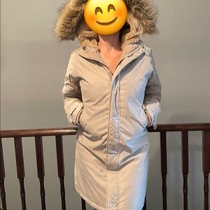 TNA long light beige parka small